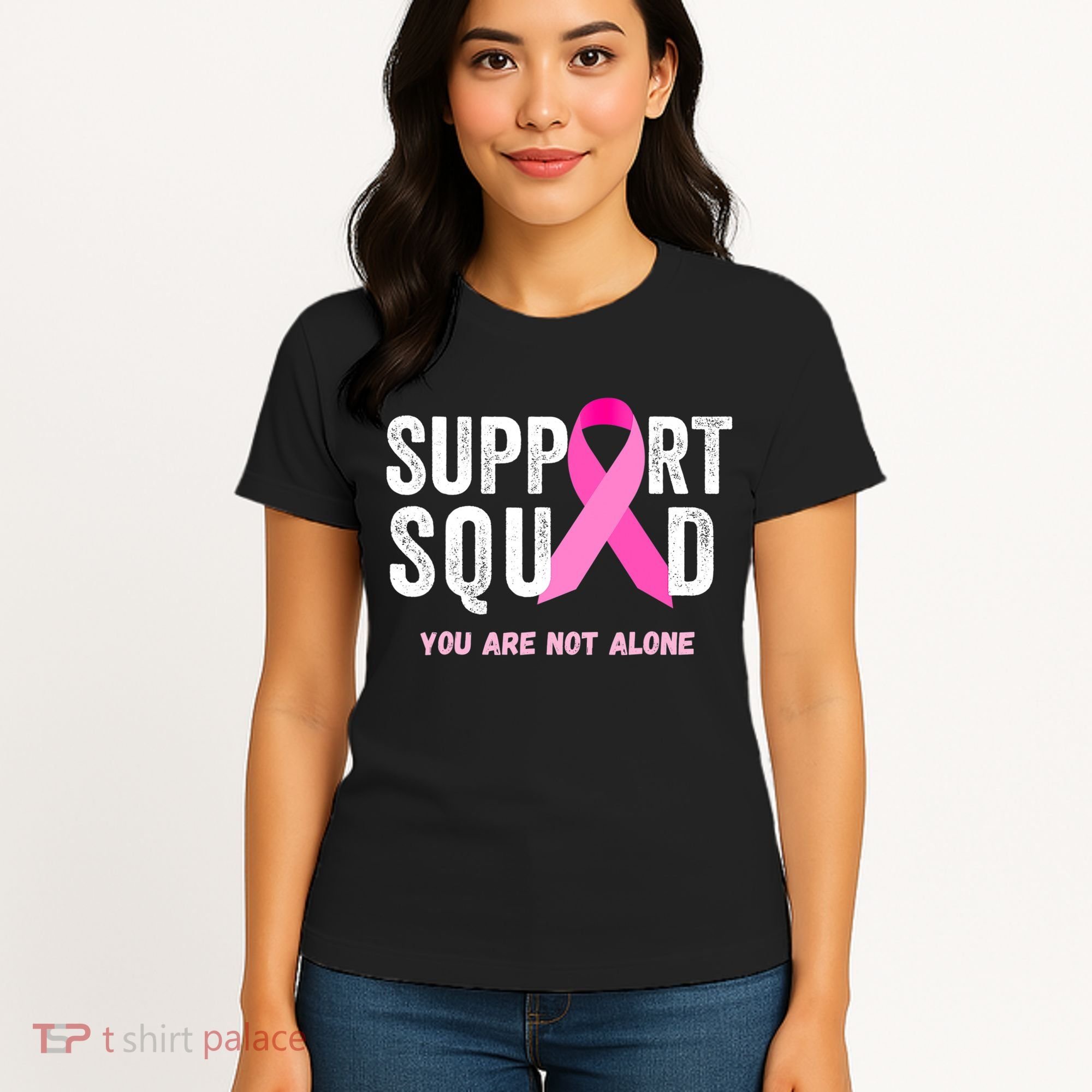 Support Squad Pink Ribbon Breast Cancer Awareness Women's T-Shirt