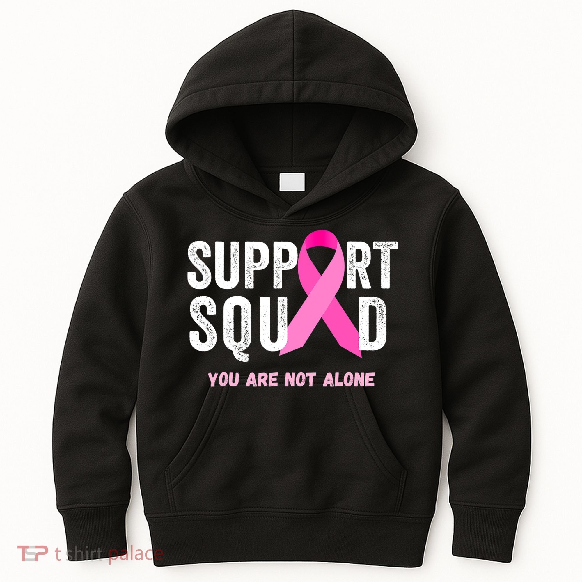 Support Squad Pink Ribbon Breast Cancer Awareness Kids Hoodie