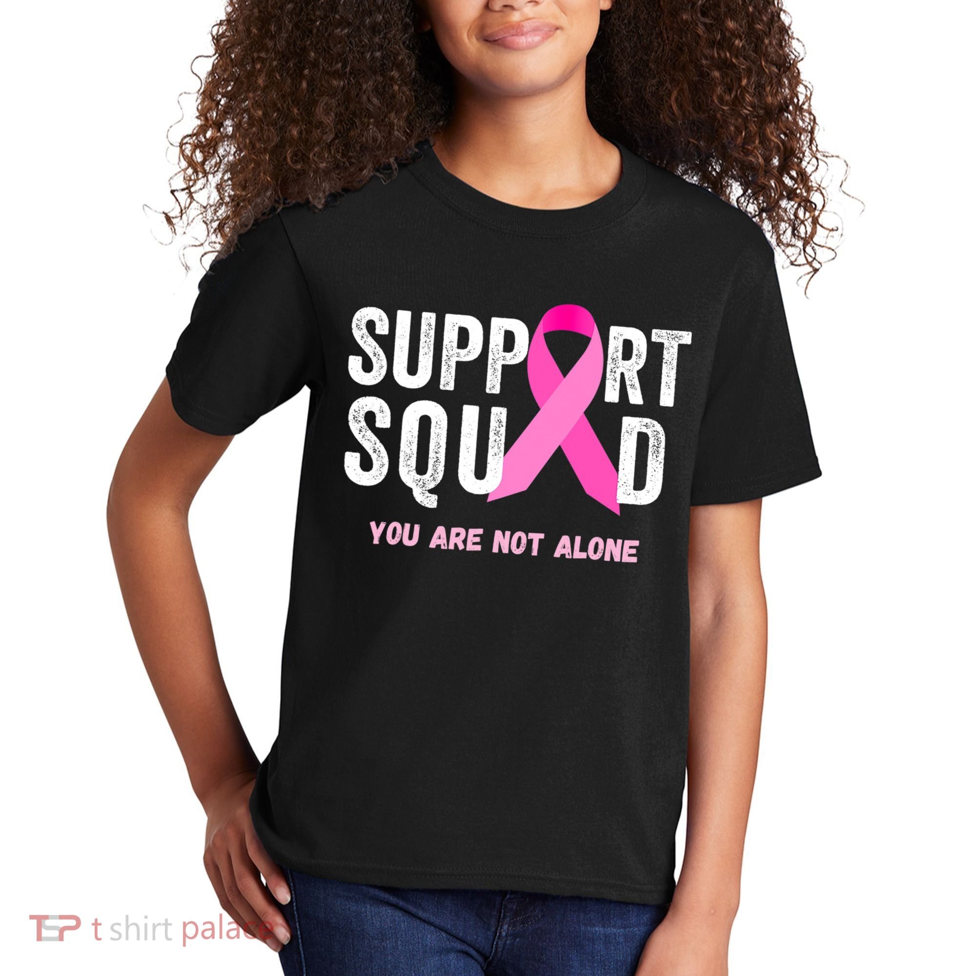 Support Squad Pink Ribbon Breast Cancer Awareness Kids T-Shirt