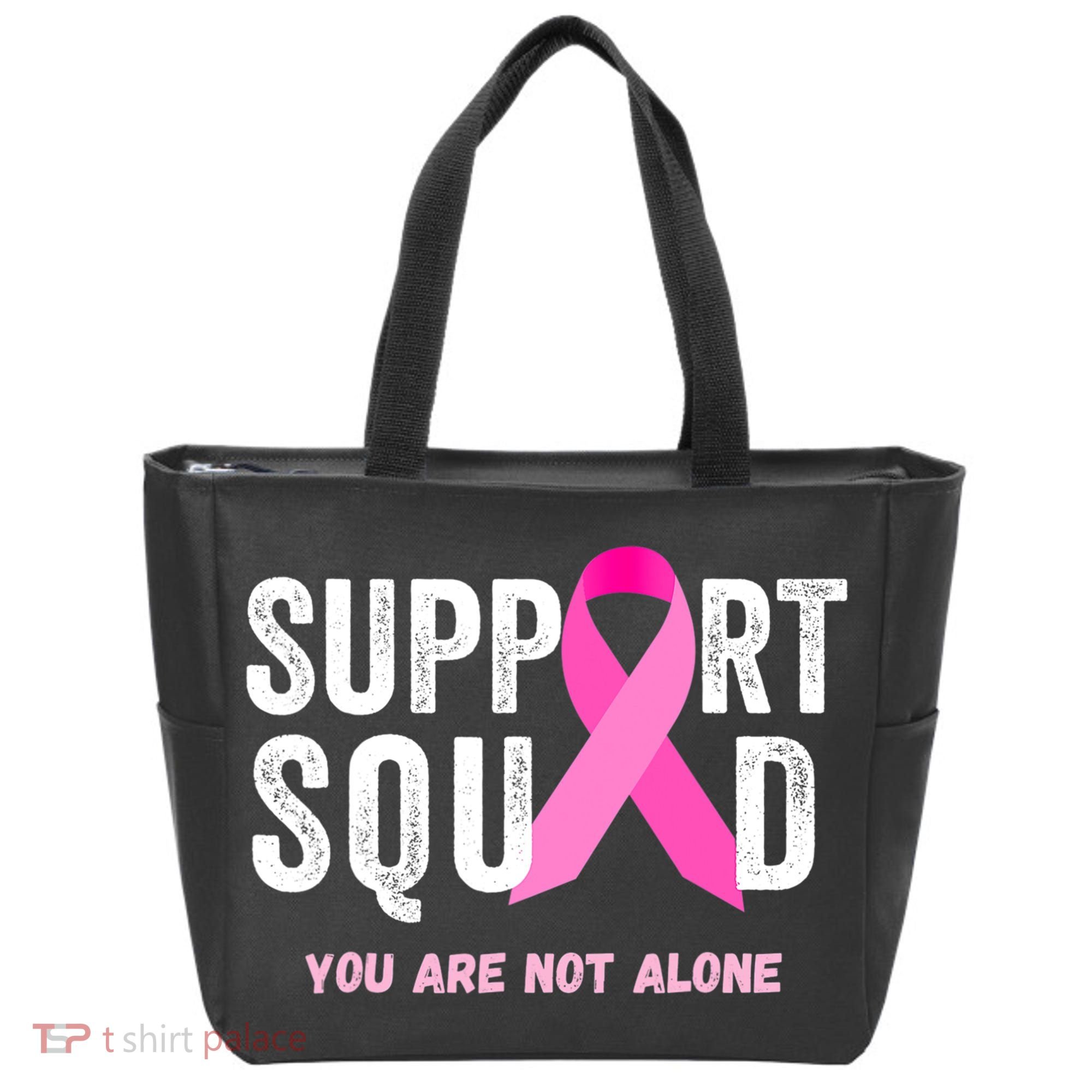 Support Squad Pink Ribbon Breast Cancer Awareness Tote Bag
