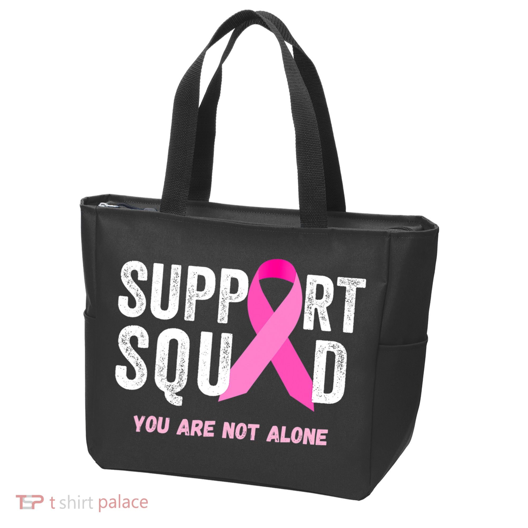 Support Squad Pink Ribbon Breast Cancer Awareness Tote Bag