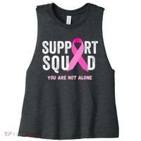 Support Squad Pink Ribbon Breast Cancer Awareness Women's Racerback Cropped Tank thumb 0