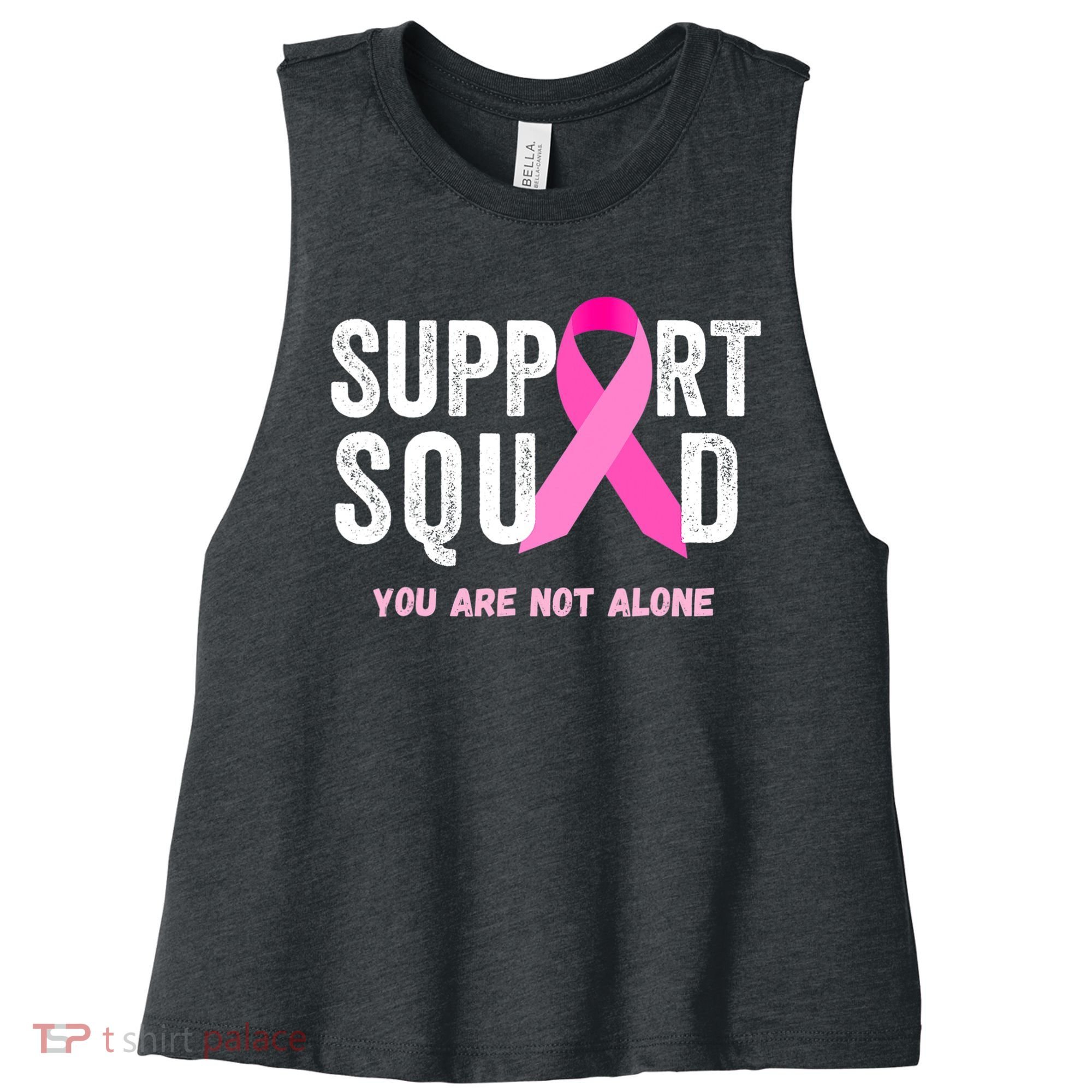 Support Squad Pink Ribbon Breast Cancer Awareness Women's Racerback Cropped Tank
