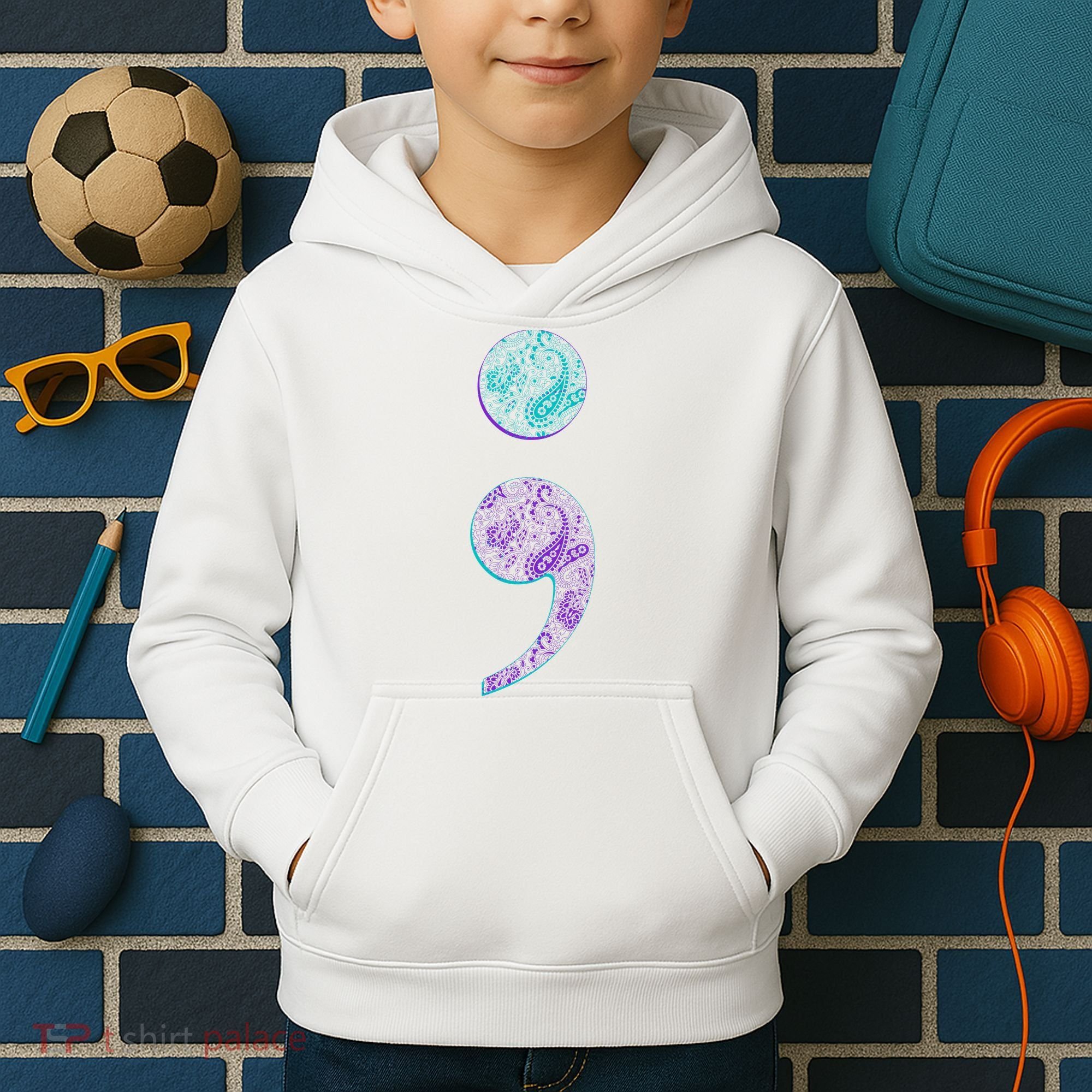 Semicolon Suicide Prevention Awareness Kids Hoodie