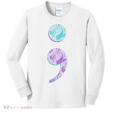 Semicolon Suicide Prevention Awareness Kids Long Sleeve Shirt