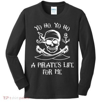 Spooky Skeleton Pirate Adventure Kids Long Sleeve Shirt