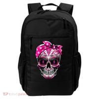 Sugar Skull Pink Ribbon Calavera Funny Breast Cancer Backpack thumb 0