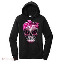 Sugar Skull Pink Ribbon Calavera Funny Breast Cancer Women's Hoodie thumb 0