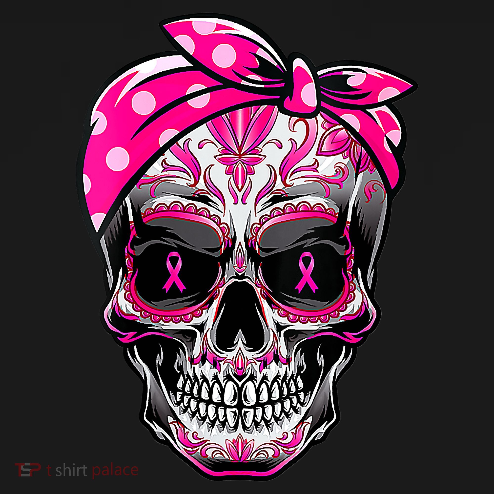 Sugar Skull Pink Ribbon Calavera Funny Breast Cancer Women's Hoodie