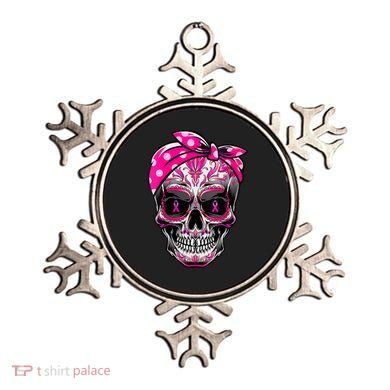 Sugar Skull Pink Ribbon Calavera Funny Breast Cancer Ornament