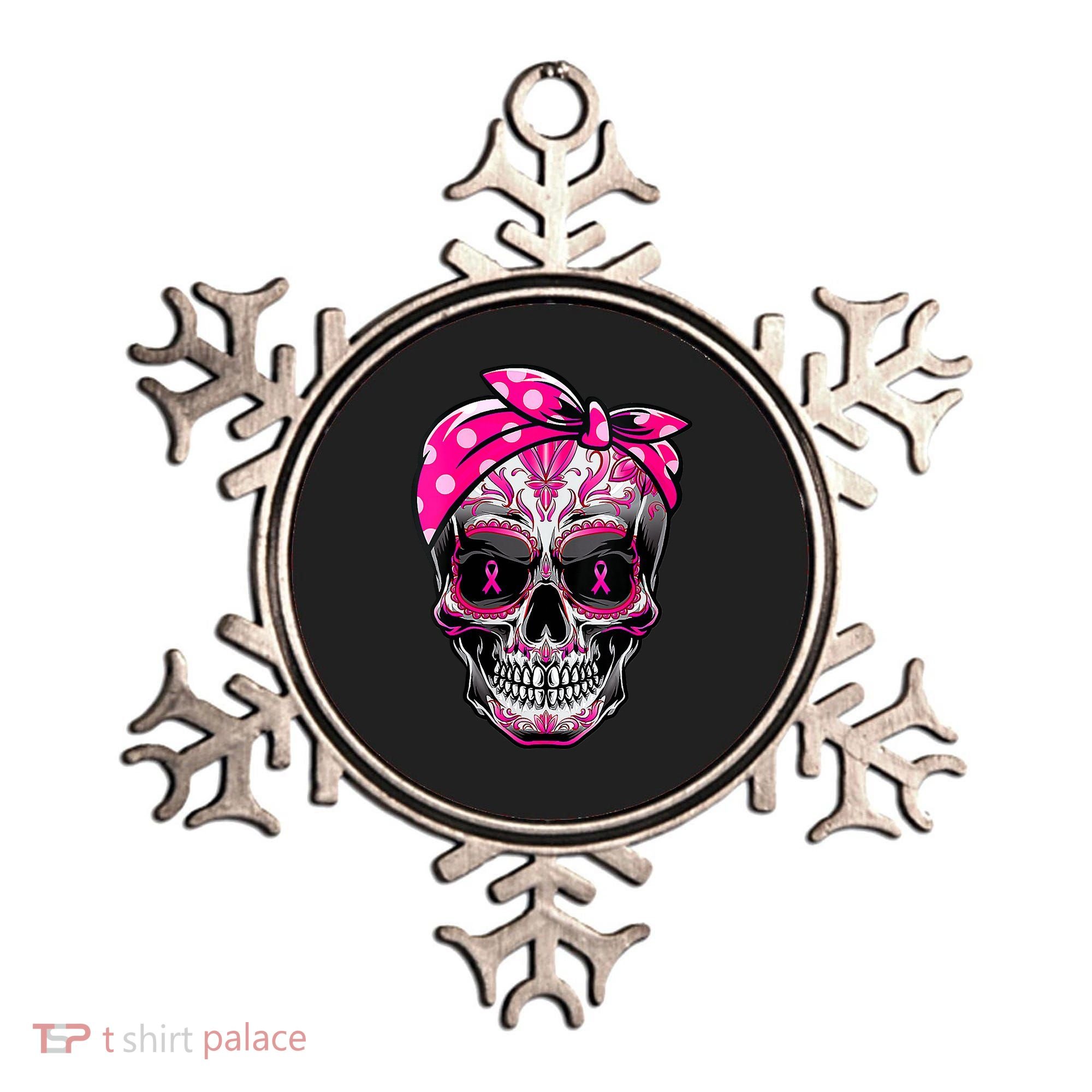 Sugar Skull Pink Ribbon Calavera Funny Breast Cancer Ornament