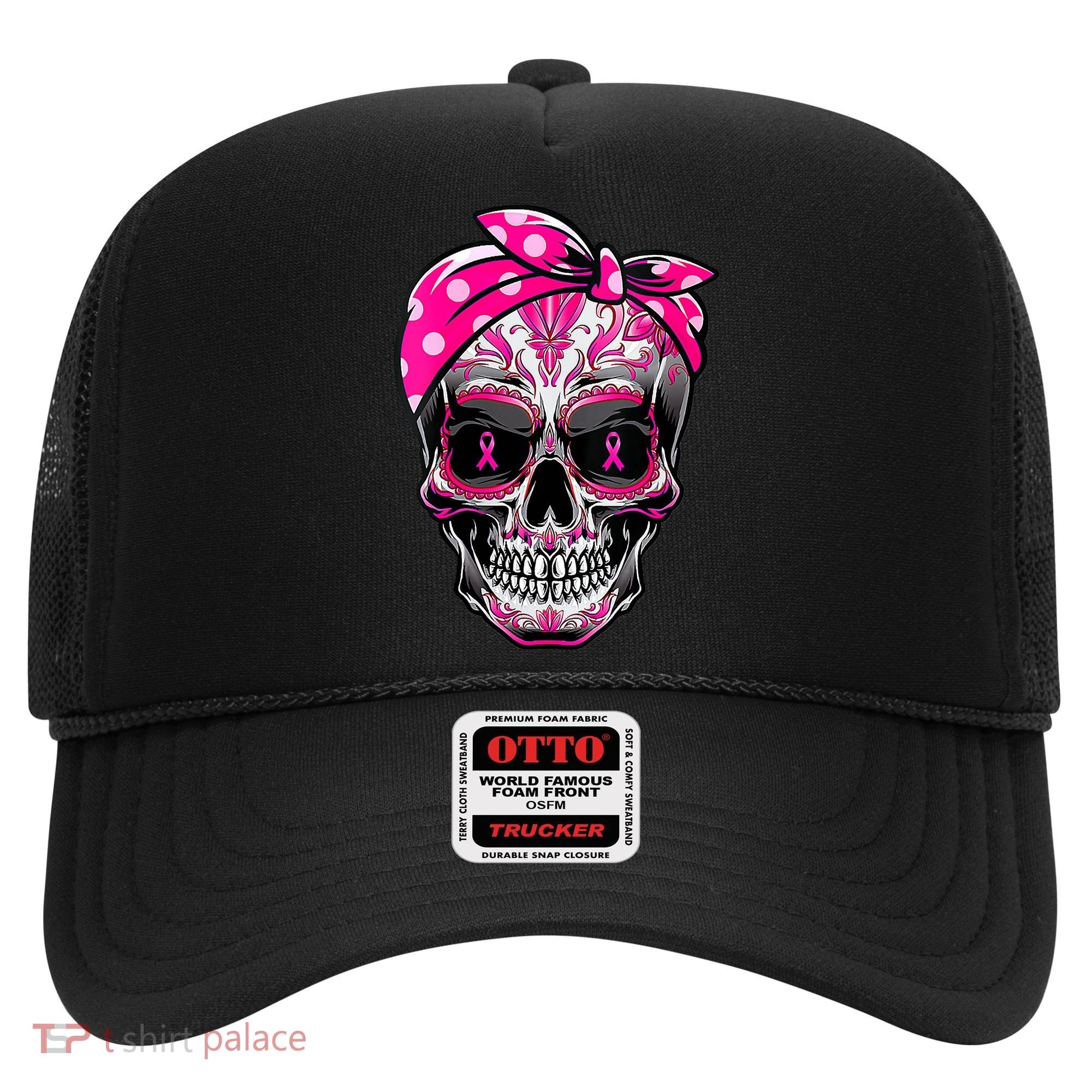Sugar Skull Pink Ribbon Calavera Funny Breast Cancer Hat