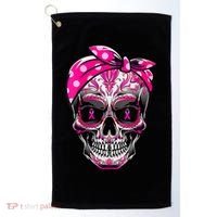 Sugar Skull Pink Ribbon Calavera Funny Breast Cancer Golf Towel thumb 0