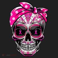 Sugar Skull Pink Ribbon Calavera Funny Breast Cancer Golf Towel thumb 3