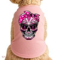 Sugar Skull Pink Ribbon Calavera Funny Breast Cancer Doggie Tank thumb 0
