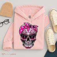 Sugar Skull Pink Ribbon Calavera Funny Breast Cancer Hoodie thumb 4