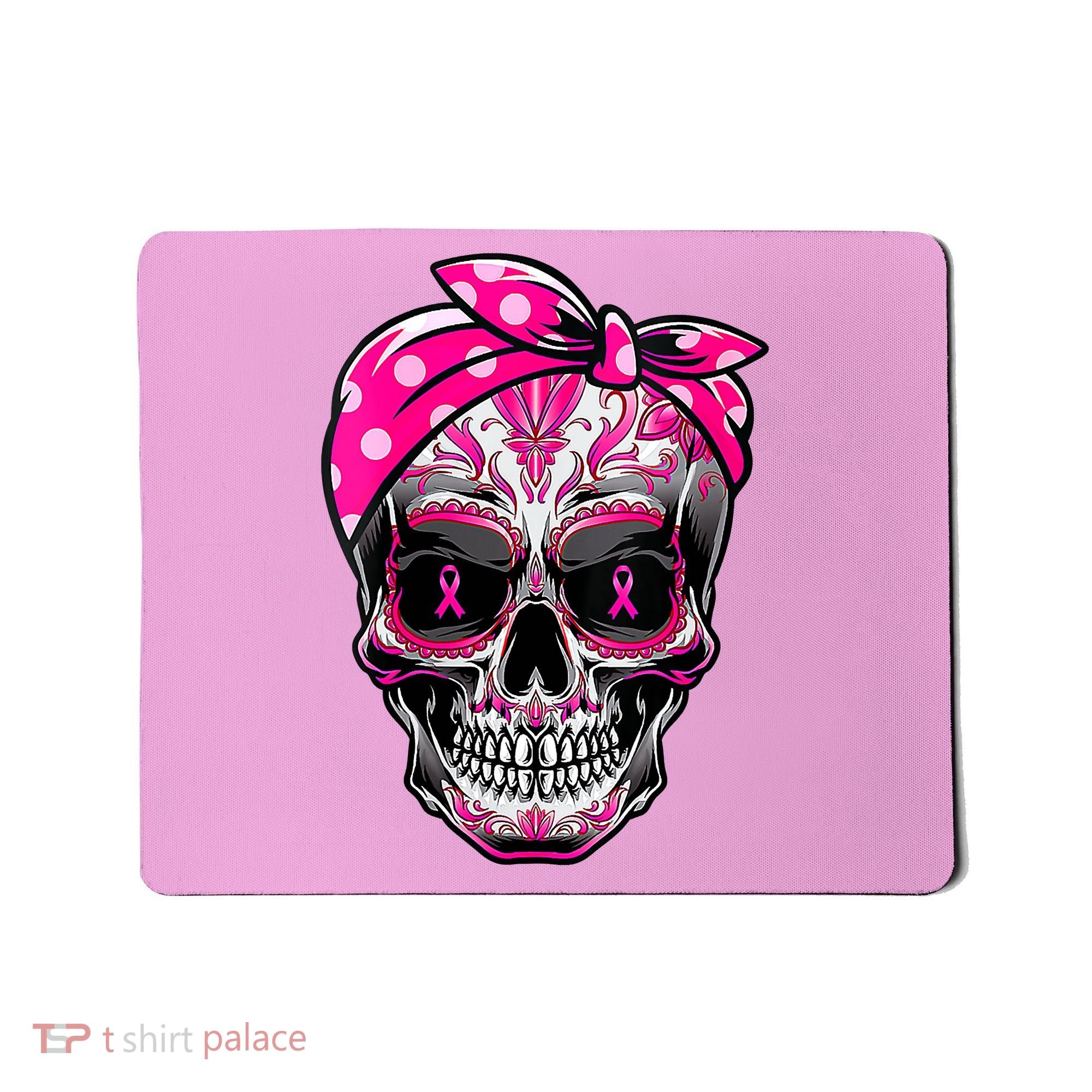 Sugar Skull Pink Ribbon Calavera Funny Breast Cancer Mousepad
