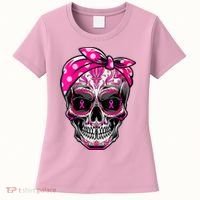 Sugar Skull Pink Ribbon Calavera Funny Breast Cancer Women's T-Shirt thumb 0