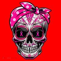 Sugar Skull Pink Ribbon Calavera Funny Breast Cancer Santa Hat thumb 1