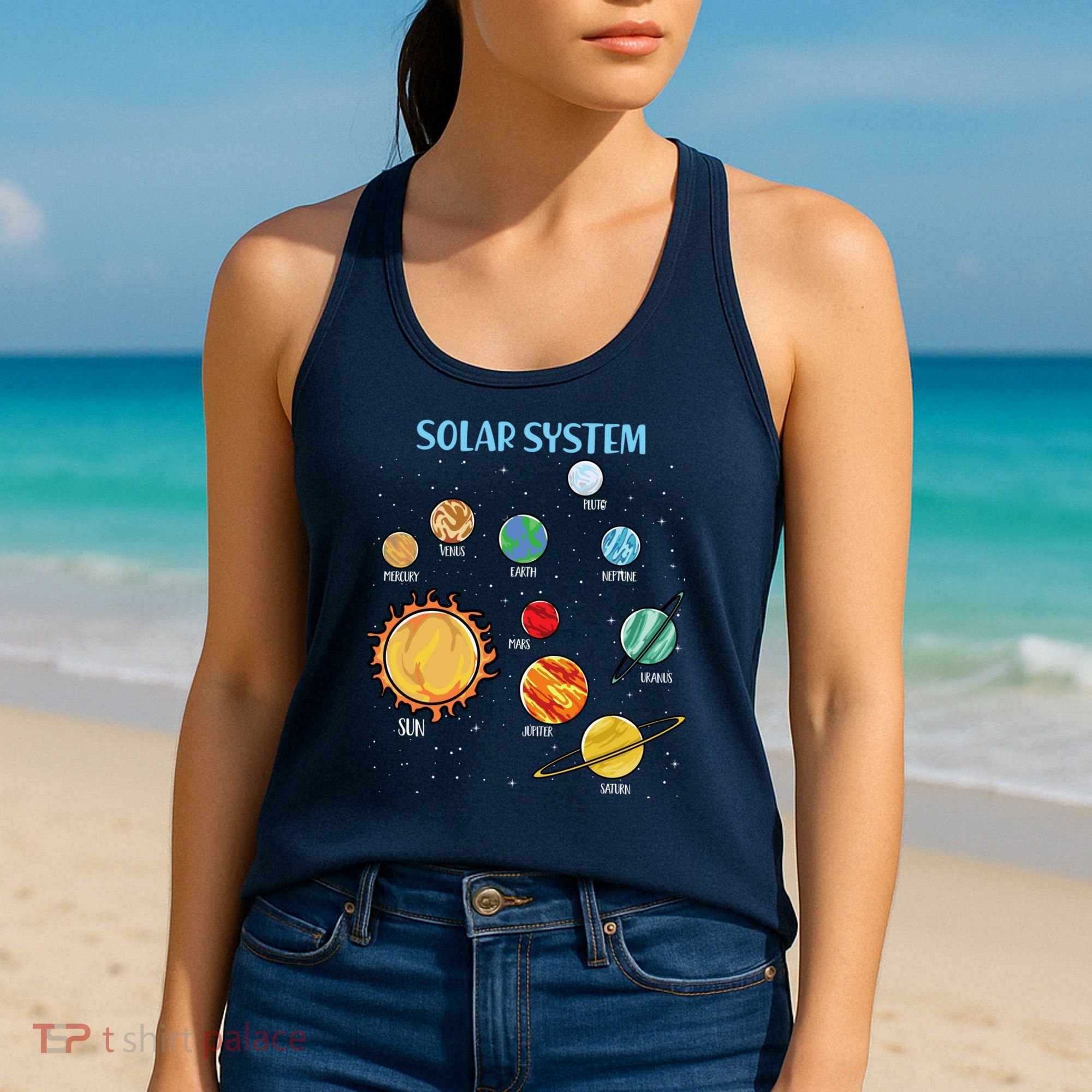Solar System Planets Science Space Boy Girl Stem Women's Tank Top