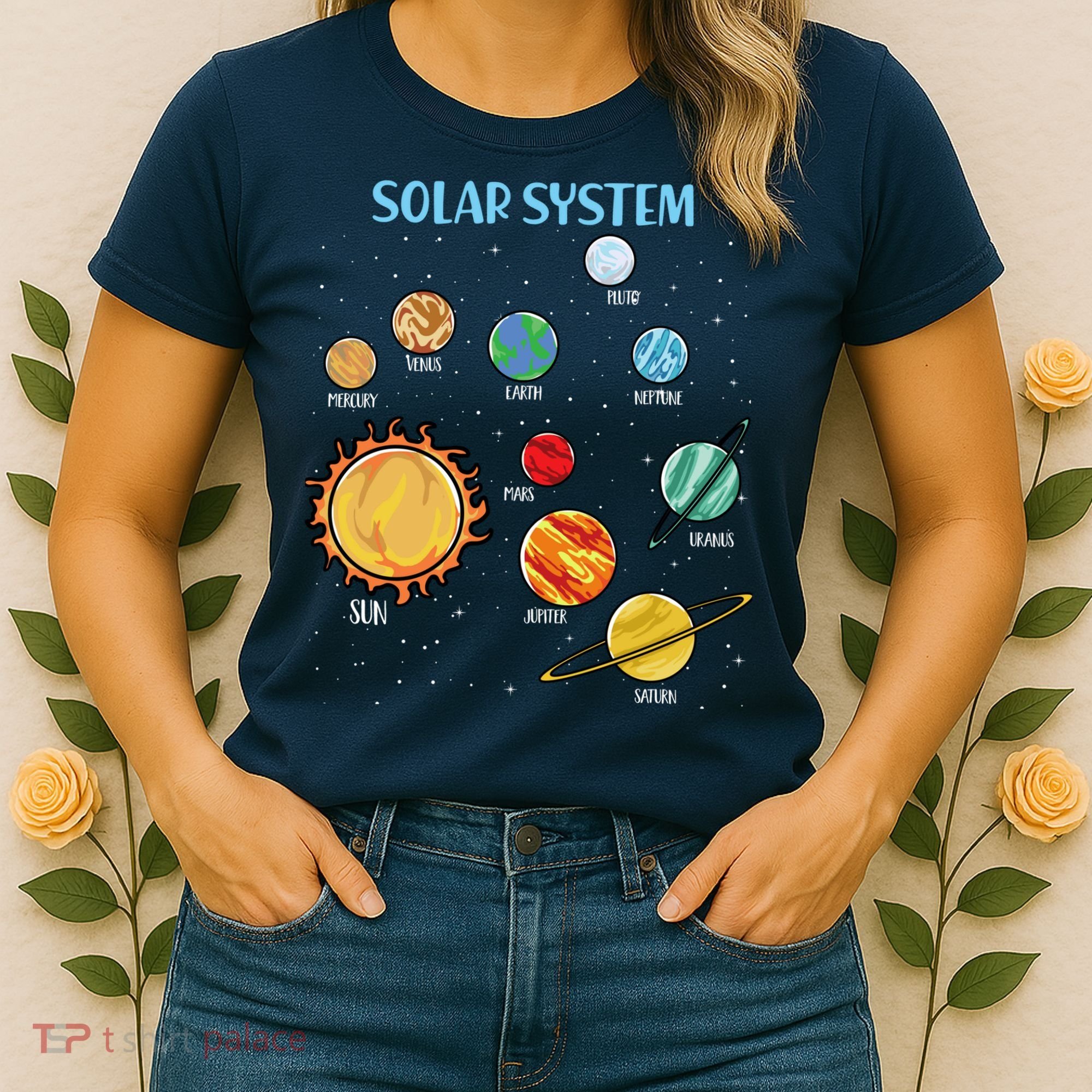 Solar System Planets Science Space Boy Girl Stem Women's T-Shirt