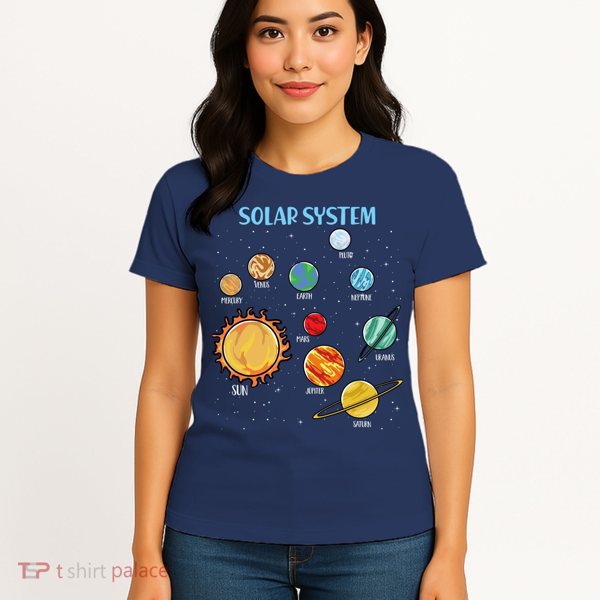 Solar System Planets Science Space Boy Girl Stem Women's T-Shirt