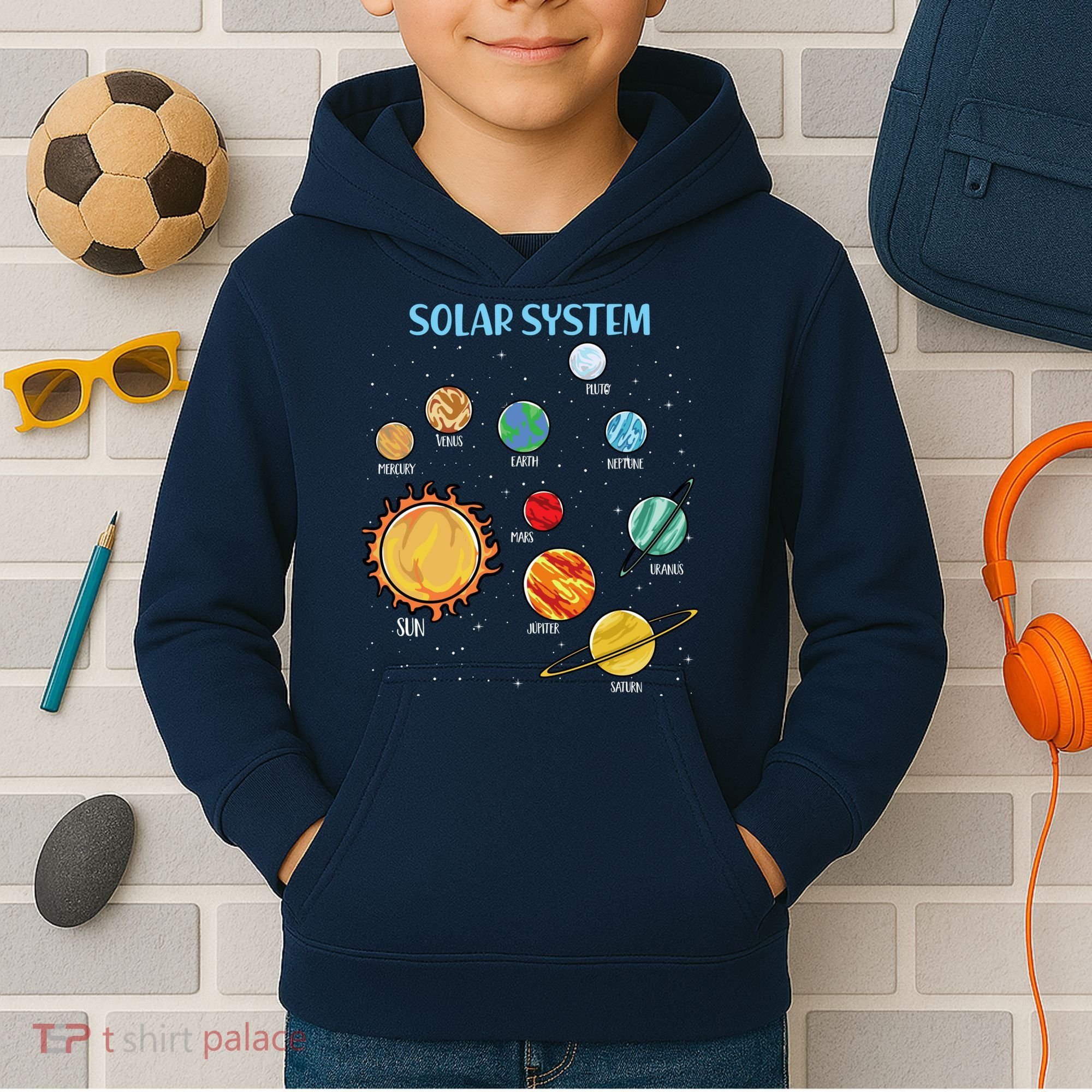 Solar System Planets Science Space Boy Girl Stem Kids Hoodie