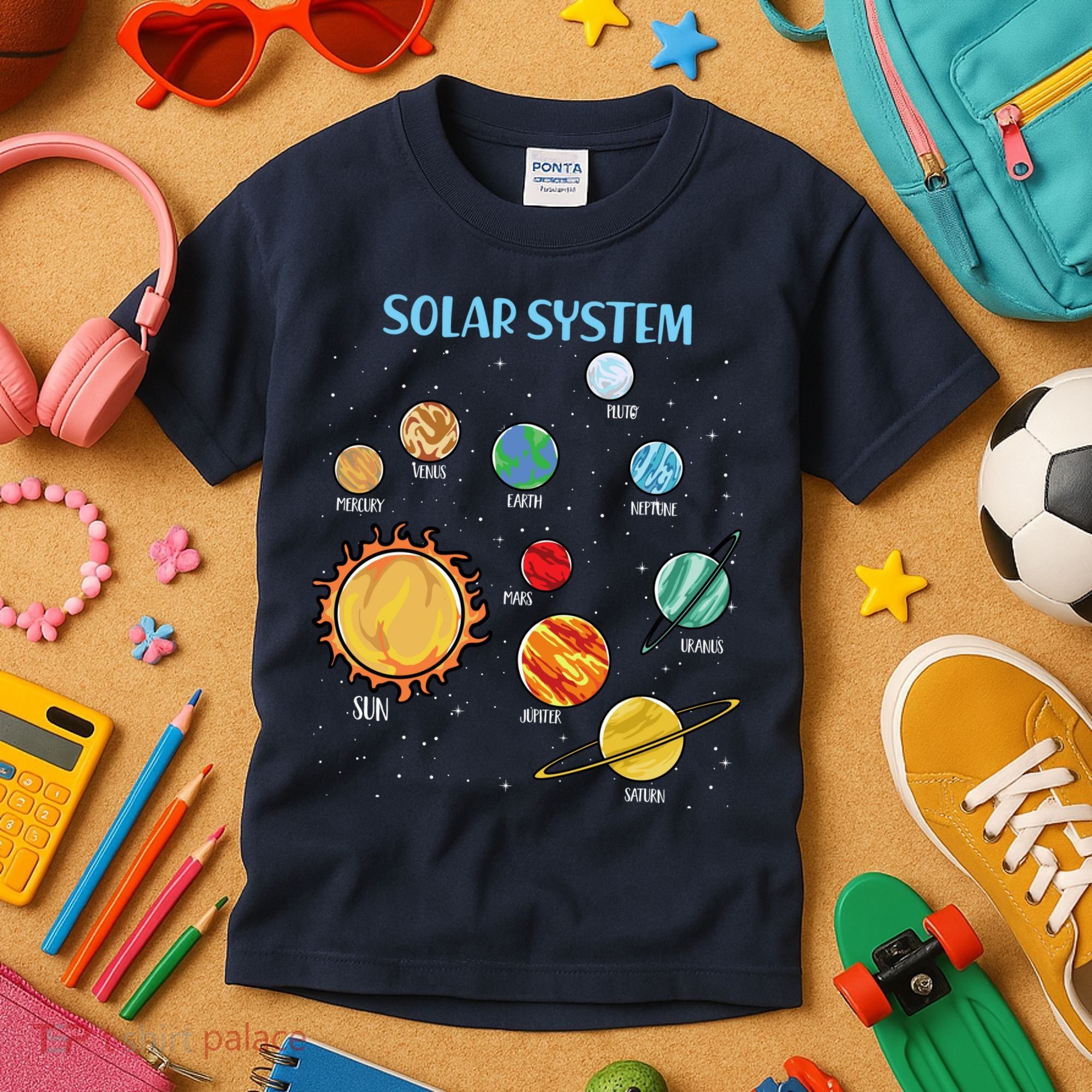 Solar System Planets Science Space Boy Girl Stem Kids T-Shirt