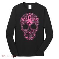 Sugar Skull Pink Ribbon Calavera Breast Cancer Awareness  Long Sleeve Shirt thumb 0
