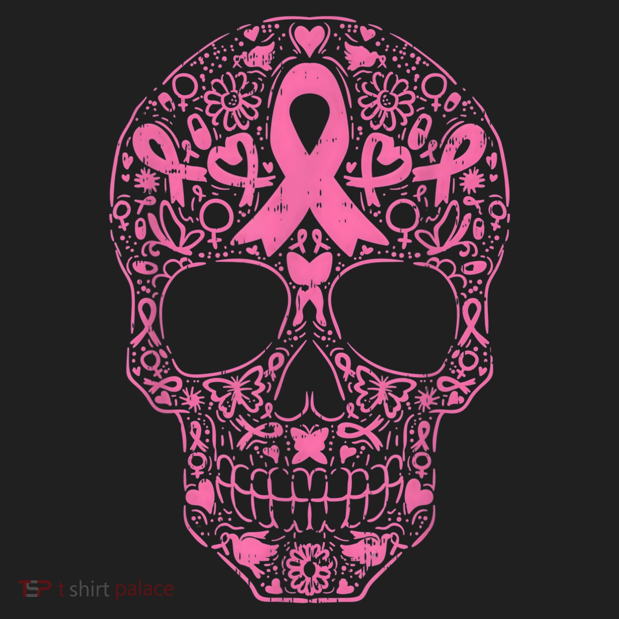Sugar Skull Pink Ribbon Calavera Breast Cancer Awareness  Beanie