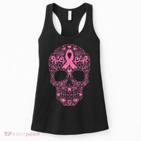 Sugar Skull Pink Ribbon Calavera Breast Cancer Awareness  Women's Tank Top thumb 0