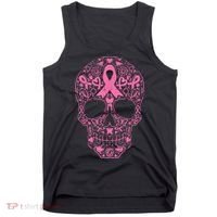 Sugar Skull Pink Ribbon Calavera Breast Cancer Awareness  Tank Top thumb 0