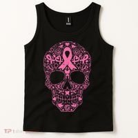 Sugar Skull Pink Ribbon Calavera Breast Cancer Awareness  Tank Top thumb 2