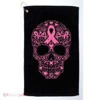 Sugar Skull Pink Ribbon Calavera Breast Cancer Awareness  Golf Towel thumb 0