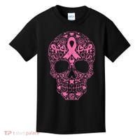 Sugar Skull Pink Ribbon Calavera Breast Cancer Awareness  Kids T-Shirt thumb 0