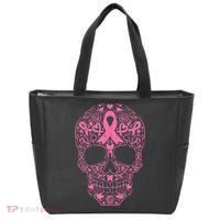 Sugar Skull Pink Ribbon Calavera Breast Cancer Awareness  Tote Bag thumb 0