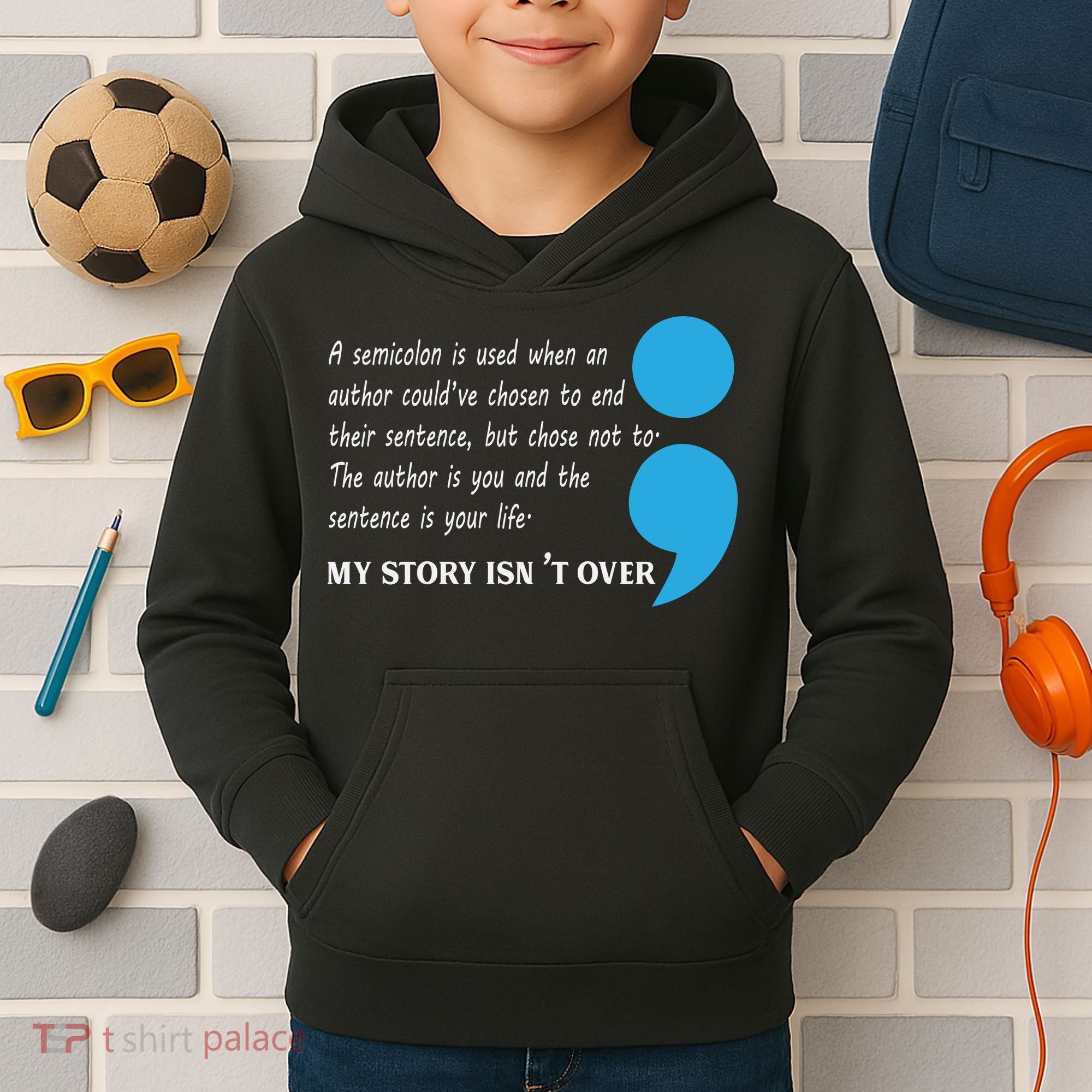 Semicolon Suicide Prevention Awareness Kids Hoodie