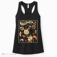Spooky Season Pumpkin Black Cat Women's Tank Top thumb 0