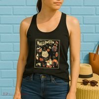 Spooky Season Pumpkin Black Cat Women's Tank Top thumb 2