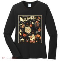 Spooky Season Pumpkin Black Cat Women's Long Sleeve Shirt thumb 0