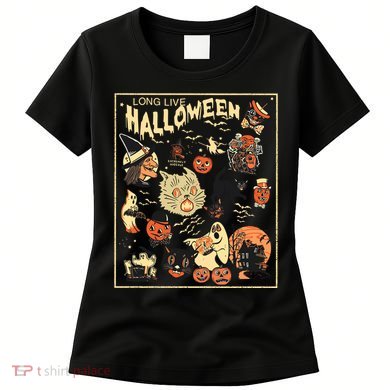 Spooky Season Pumpkin Black Cat Women's T-Shirt
