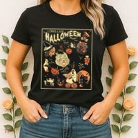 Spooky Season Pumpkin Black Cat Women's T-Shirt thumb 2