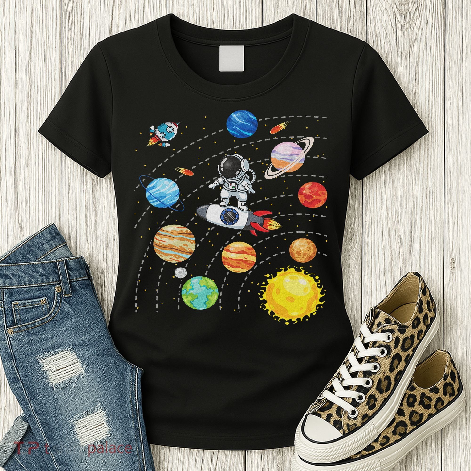 Solar System Planets Science Space Astronaut Universe Galaxy Women's T-Shirt