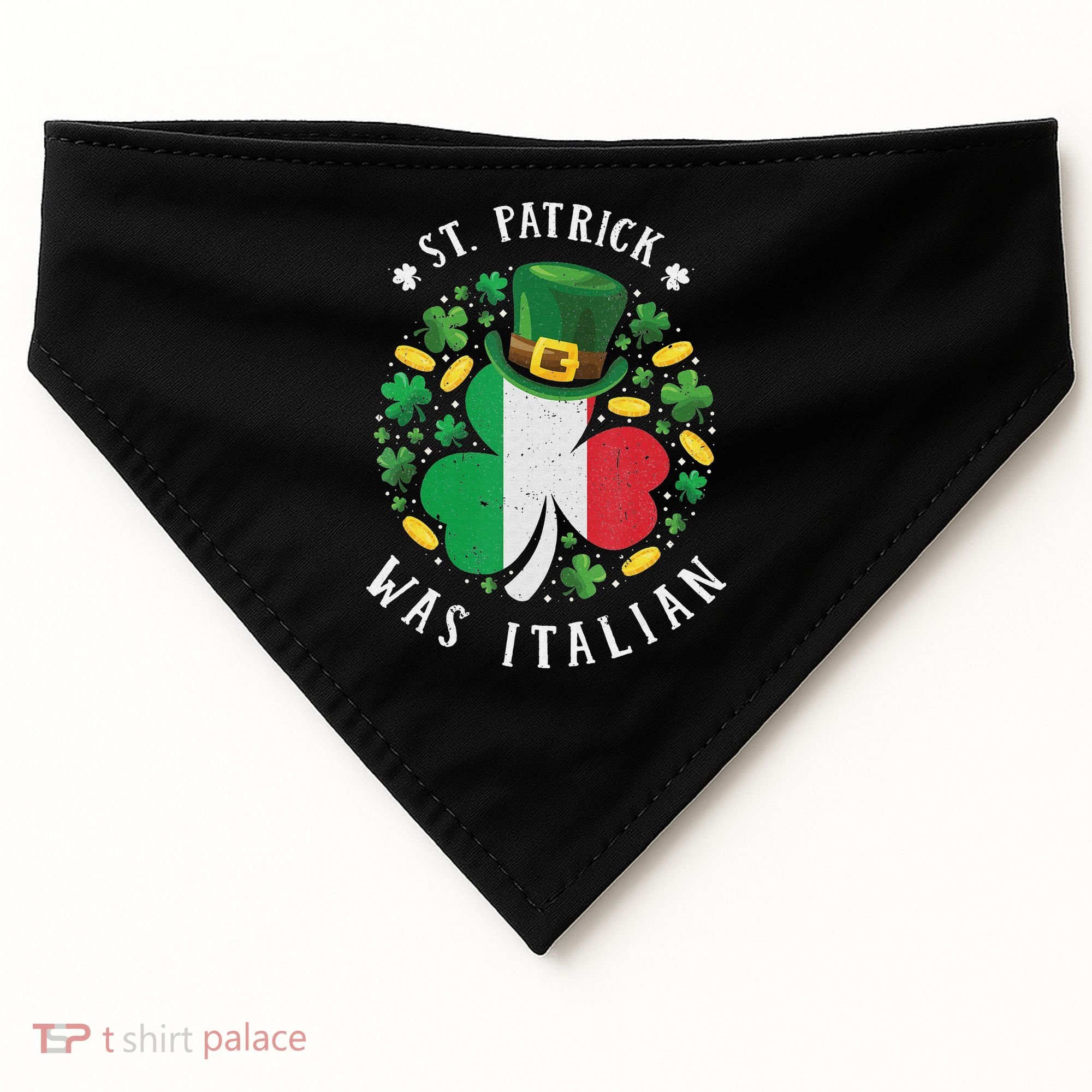 Shamrock St Patrick Was Italian St. Patrick's Day USA-Made Doggie Bandana