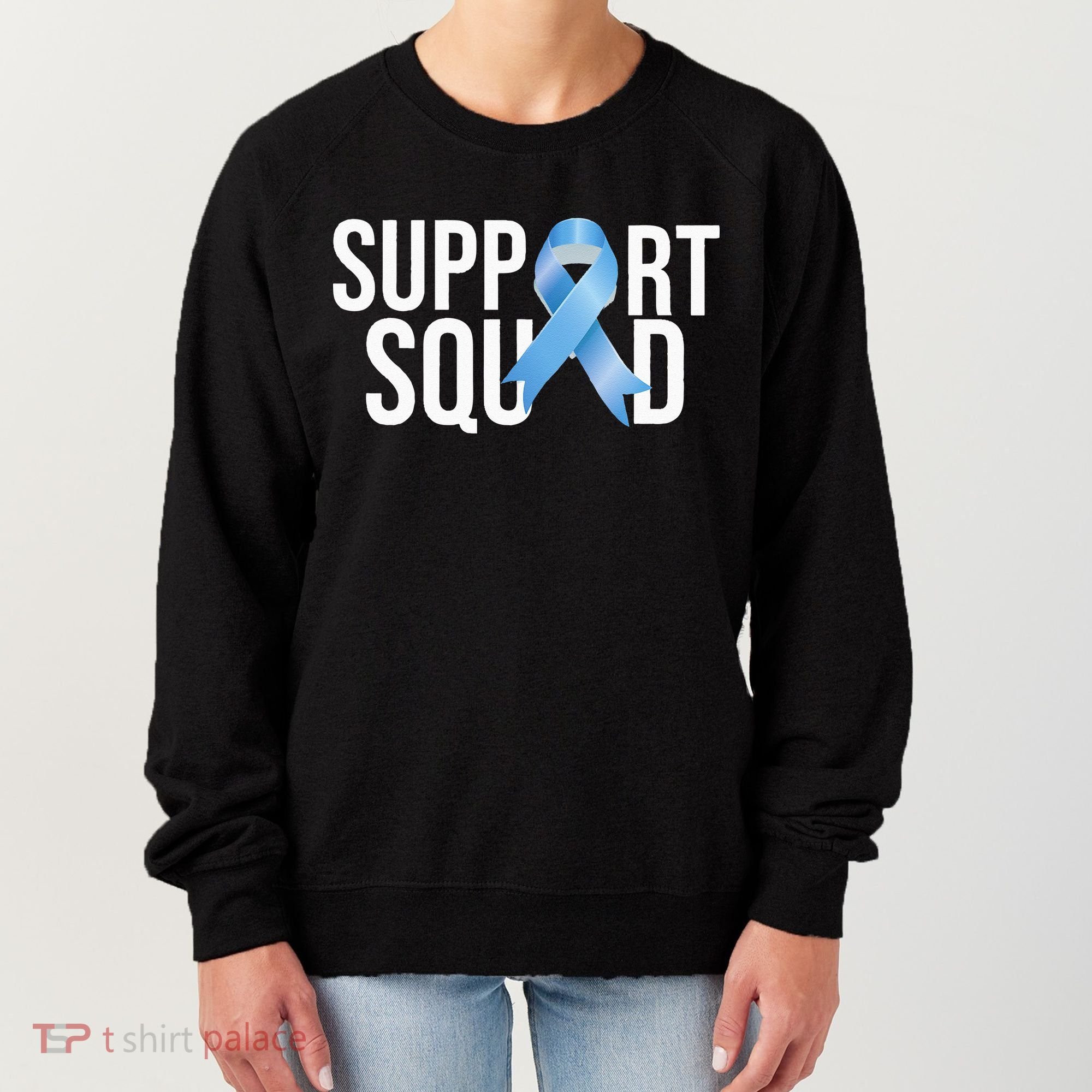 Support Squat Prostate Cancer Awareness Blue Ribbon Survivor Women's Sweatshirt