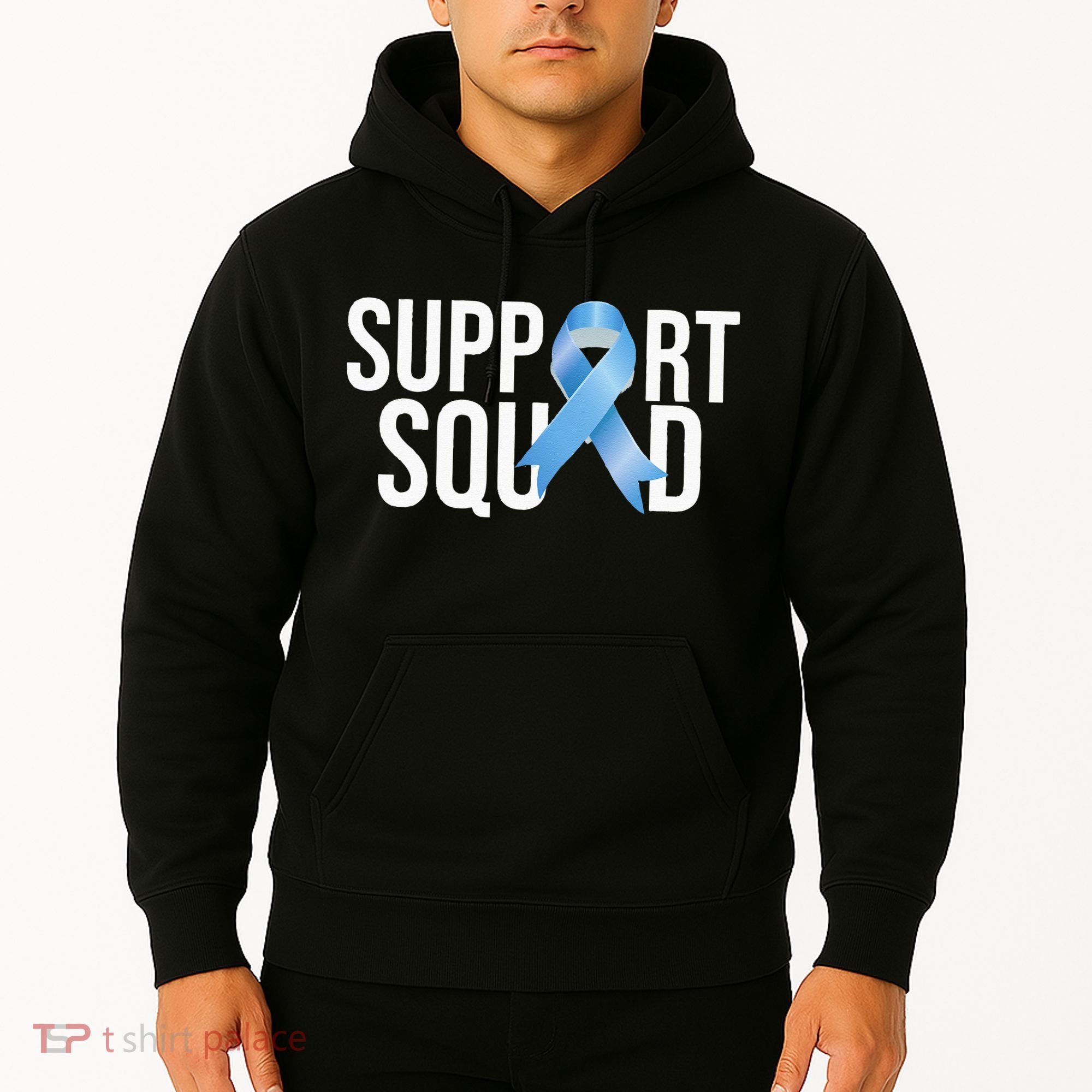 Support Squat Prostate Cancer Awareness Blue Ribbon Survivor Hoodie