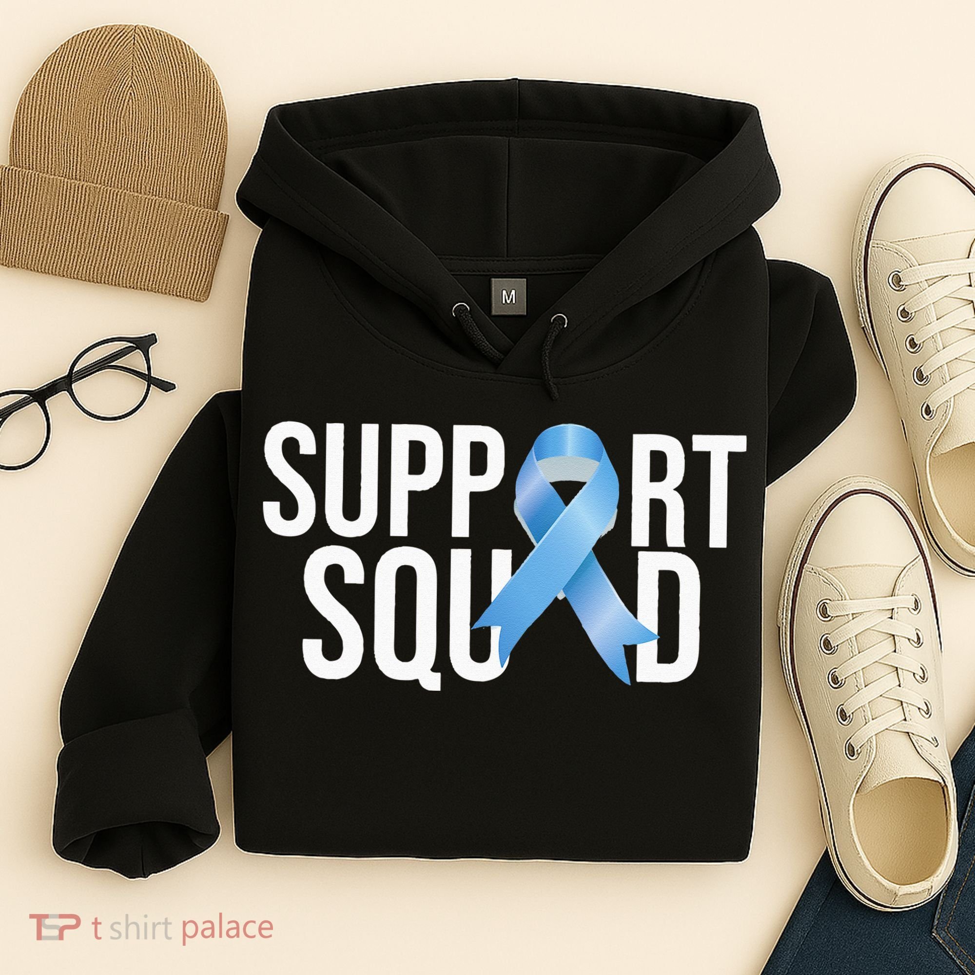 Support Squat Prostate Cancer Awareness Blue Ribbon Survivor Hoodie