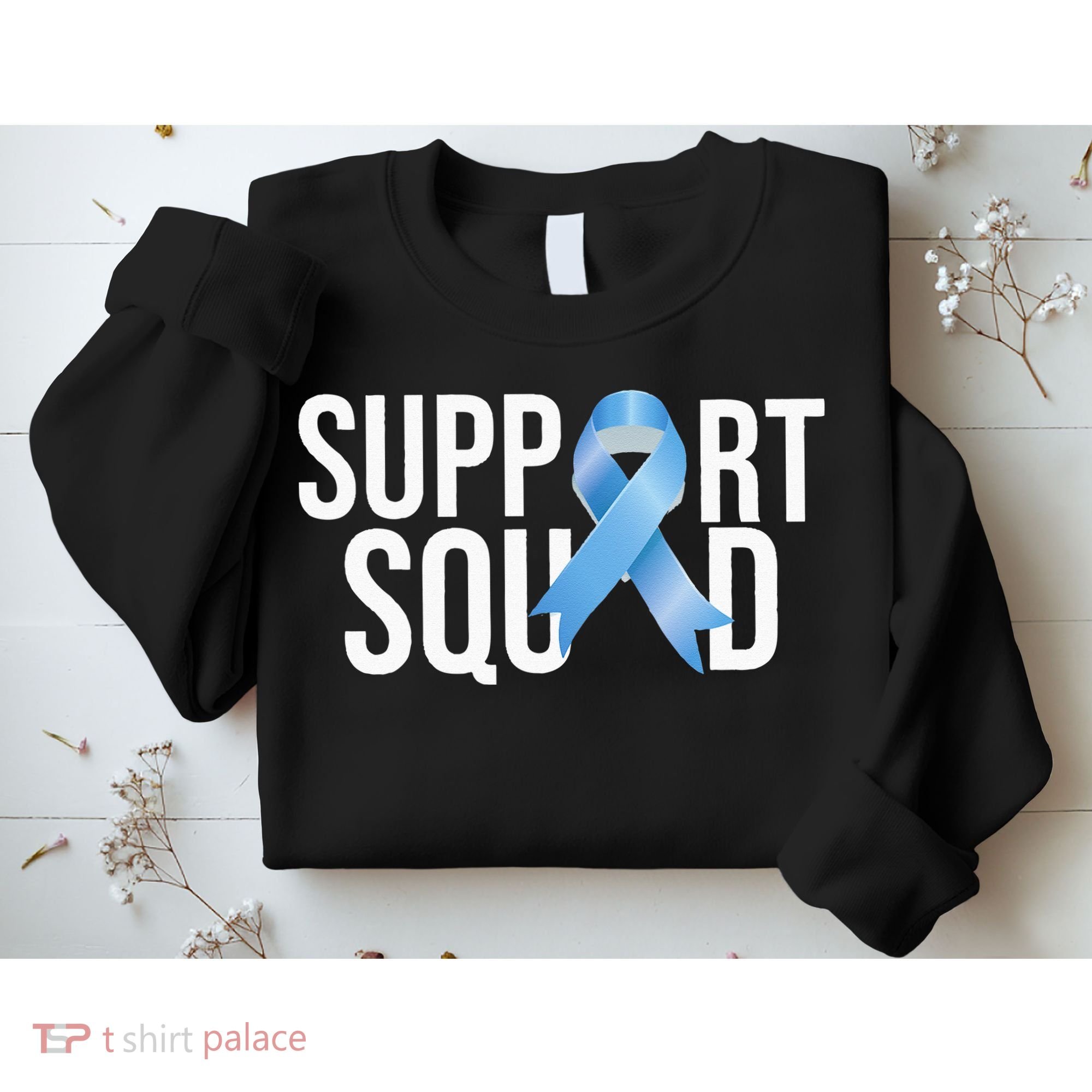 Support Squat Prostate Cancer Awareness Blue Ribbon Survivor Sweatshirt
