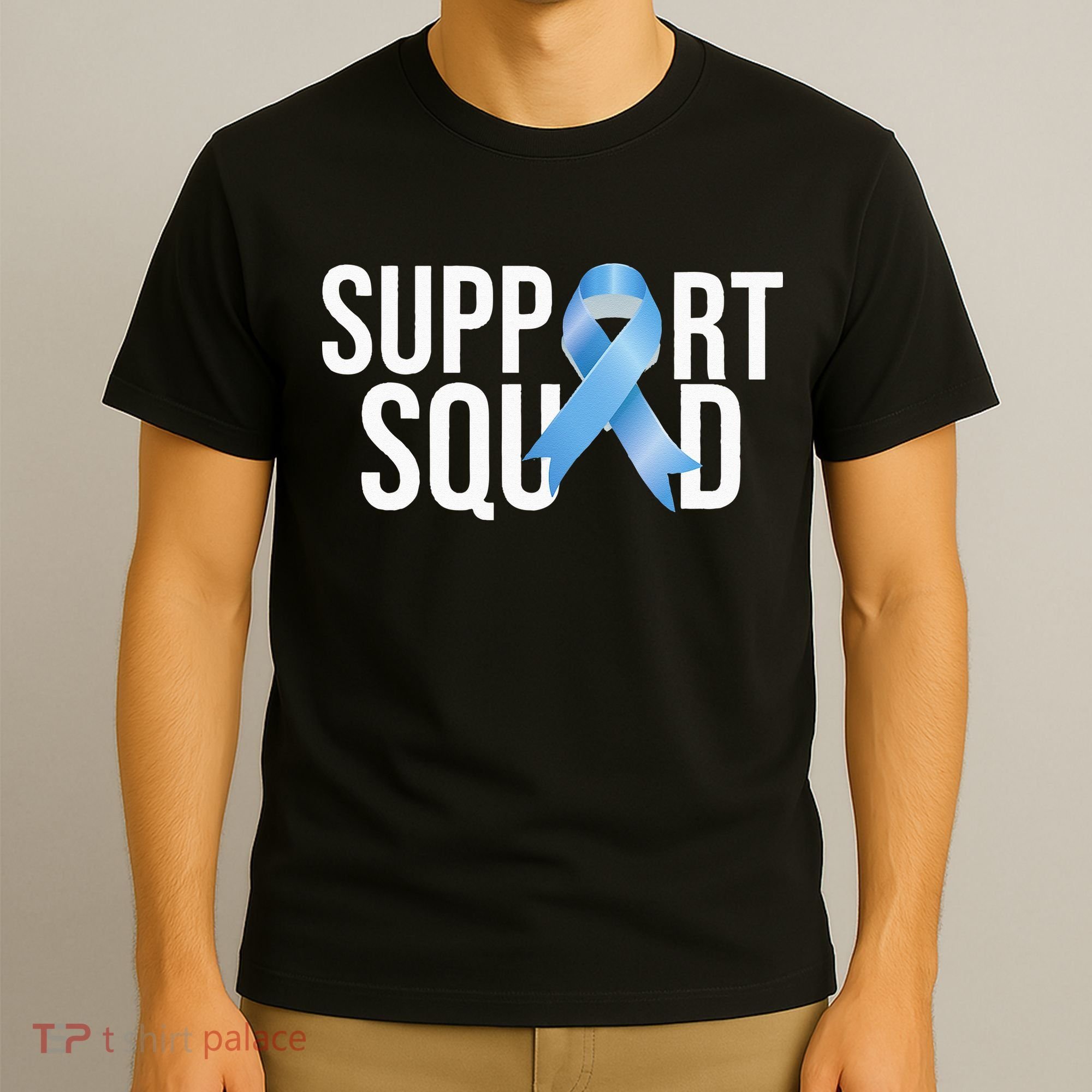 Support Squat Prostate Cancer Awareness Blue Ribbon Survivor T-Shirt