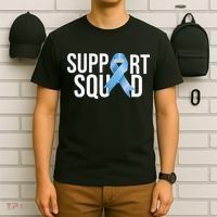 Support Squat Prostate Cancer Awareness Blue Ribbon Survivor T-Shirt thumb 6